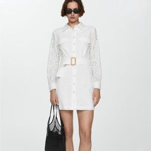 Mango Crochet Shirt mini Dress
